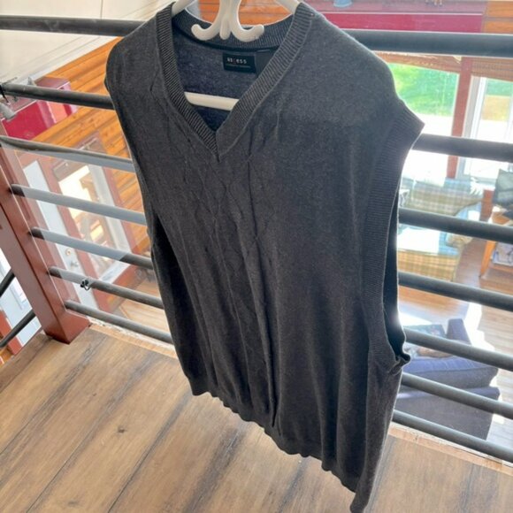 👛 (ANY 2/$20) CLAIRBORNE Axcess Gray Vest Argyl Motif XL - Picture 2 of 5
